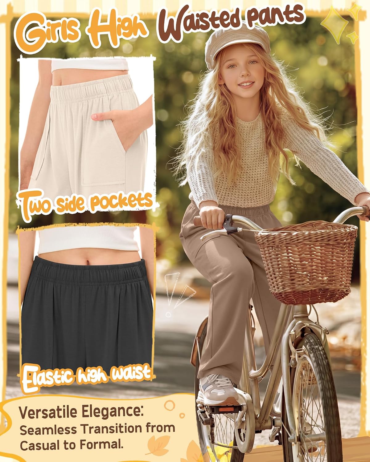 3 Pack Girls Wide Leg Pants Yoga Trousers