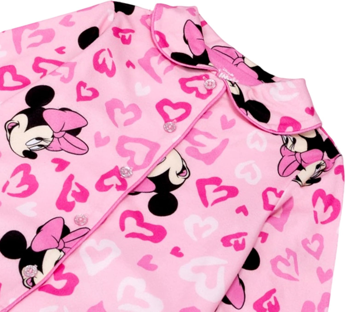 Disney Minnie Mouse Girls' 2-Piece Loose-fit Button Down Matching Pajama Set, Soft & Cute for Kids