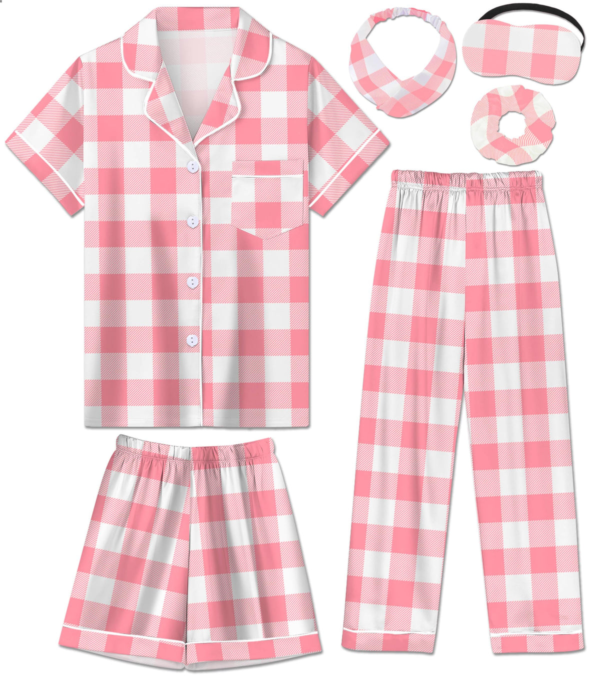 Silk Pajamas for Girls Satin Pajama Kids 3Pcs Short Sleeve Pjs Set