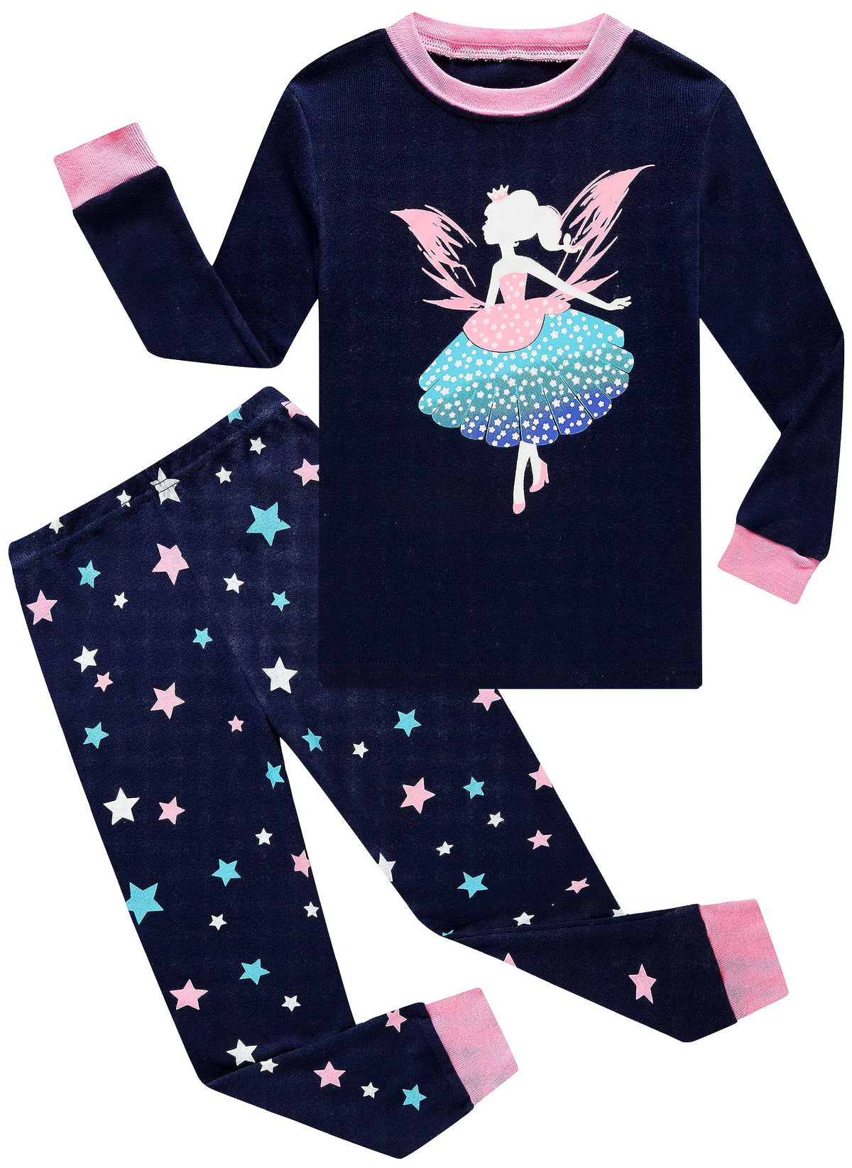 KikizYe Little Big Girls Pajamas Set Long Sleeve PJs 100% Cotton Pyjamas