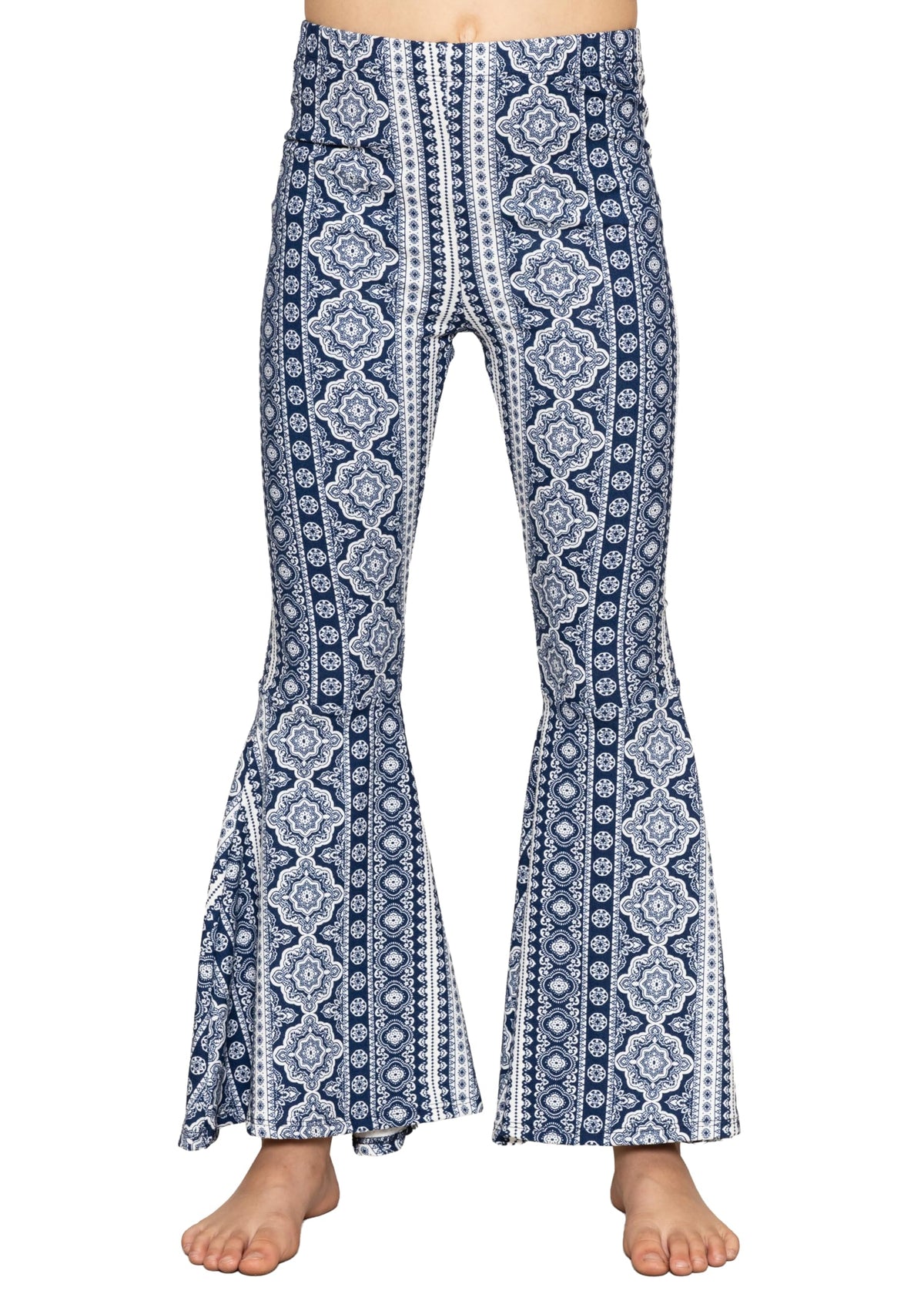 STRETCH IS COMFORT Girls Stretch Bell Bottoms Flare Pants Little | Big Kid Ruffle Bootcut Leggings | Sizes 2-14