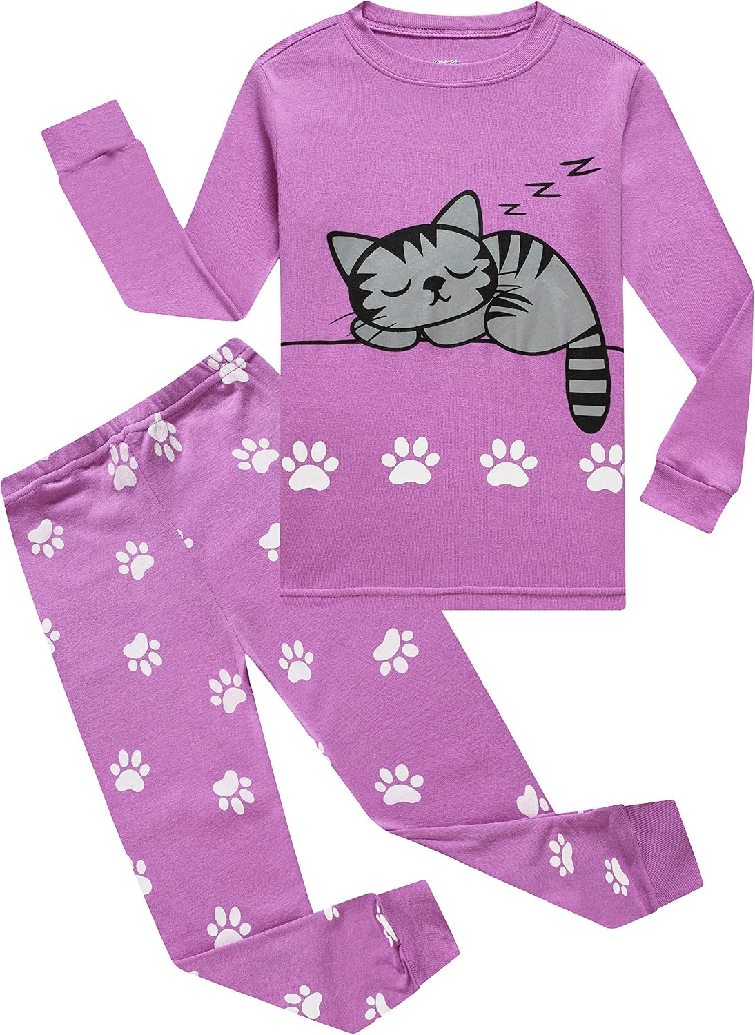 KikizYe Girls Pajamas Set Kids Long Sleeve PJs Cotton Jammies
