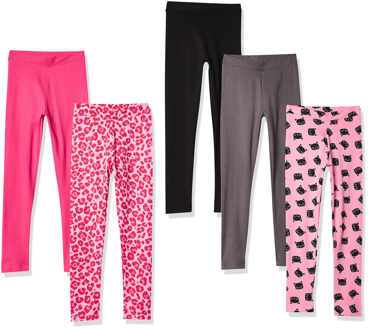 Amazon Essentials Girls' Cotton Stretch Leggings, Multipacks