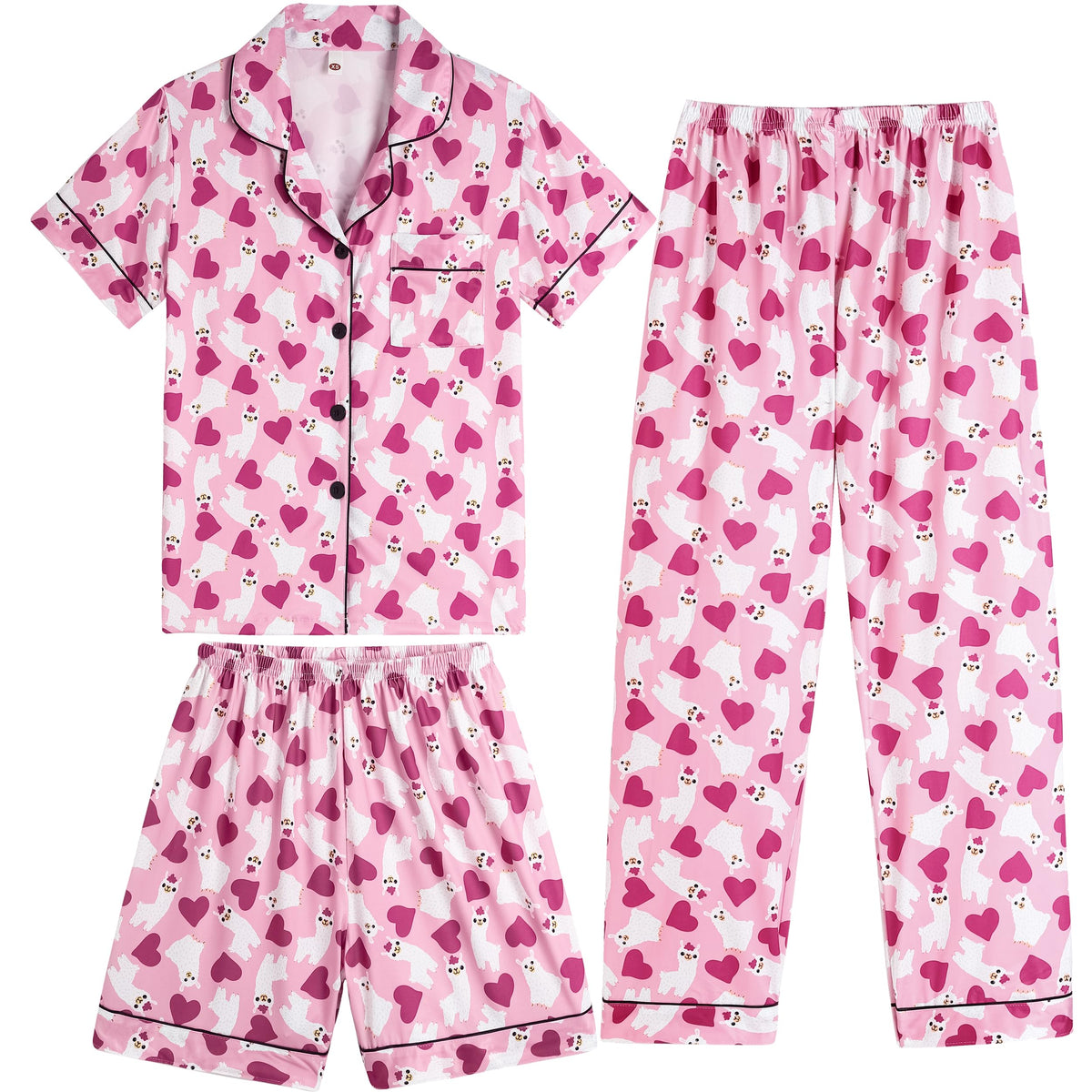 Vopmocld Girls Pajama Sets 3pcs Button Down Sleepwear For Teens 8-18 Years