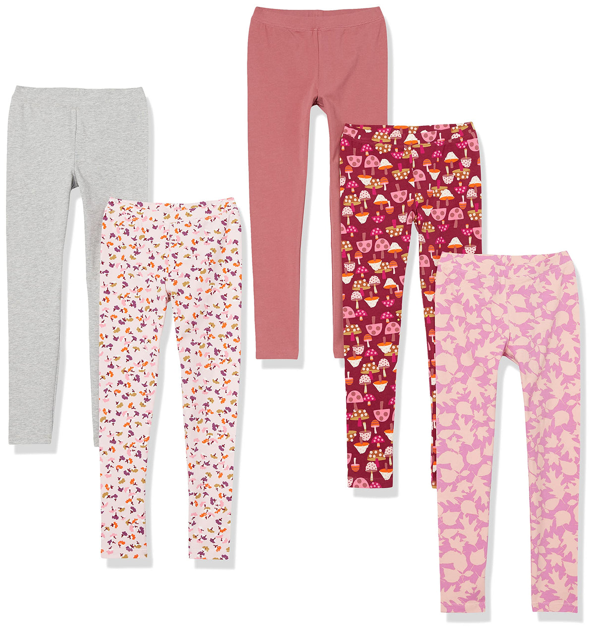 Amazon Essentials Girls' Cotton Stretch Leggings, Multipacks