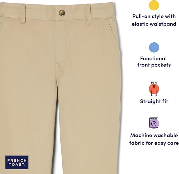 French Toast Girls' Pull-On Straight Fit Stretch Twill Pant