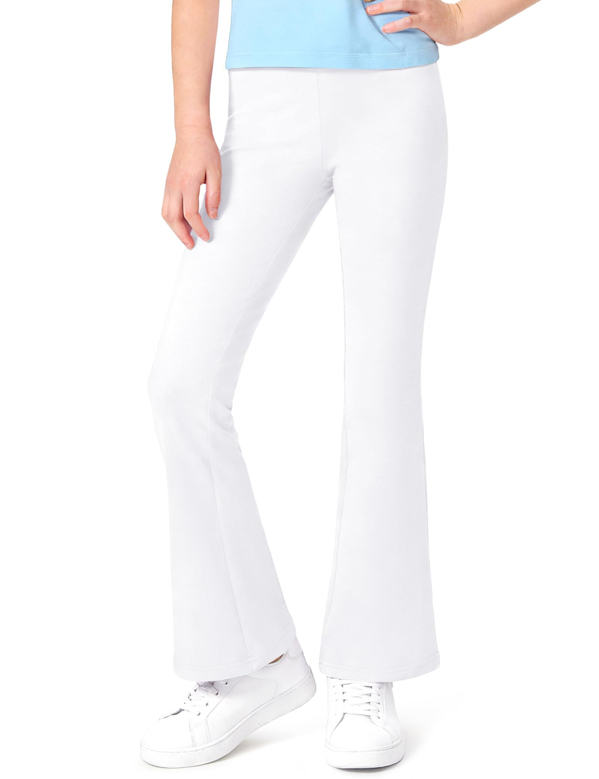 Auranso Girls Flare Leggings School Uniform Pants Kids Cotton Bell Bottoms