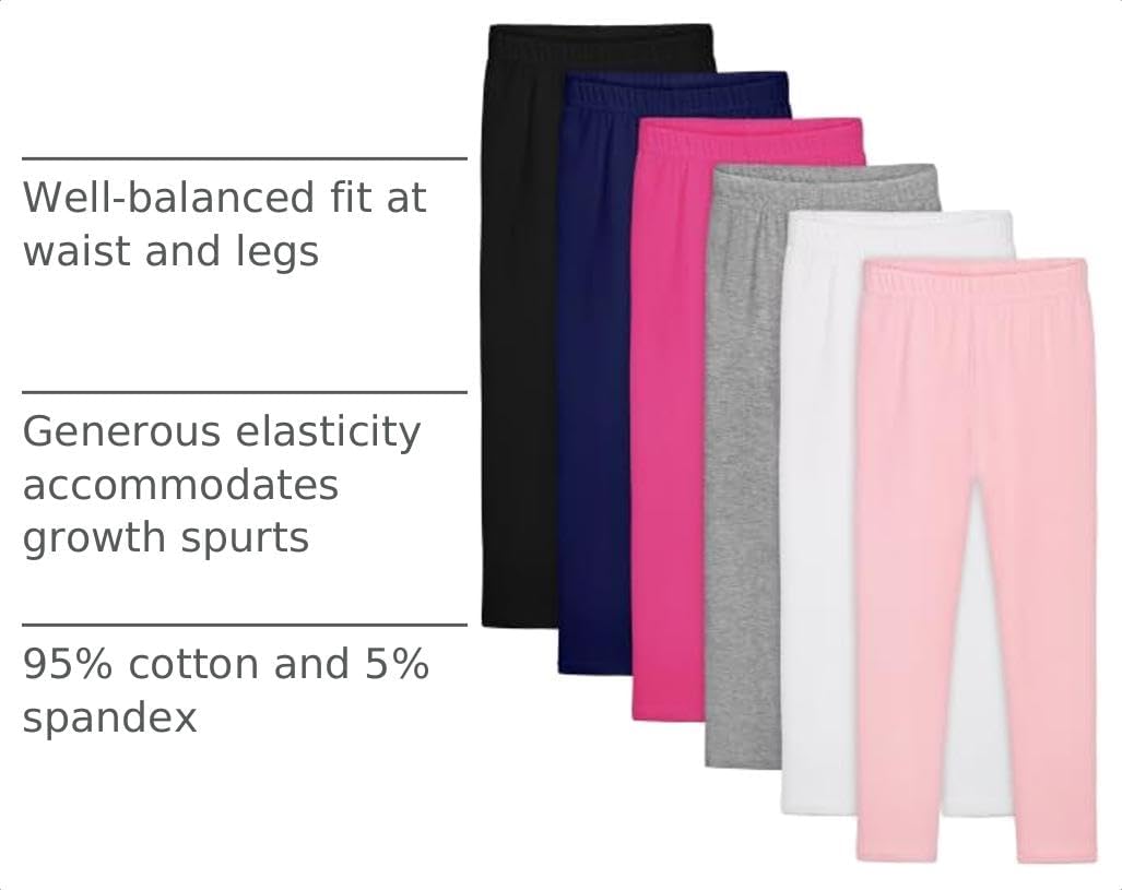 Resinta 6 Pack Girls Cotton Leggings Toddler Pants Kids Yoga Pants Tights