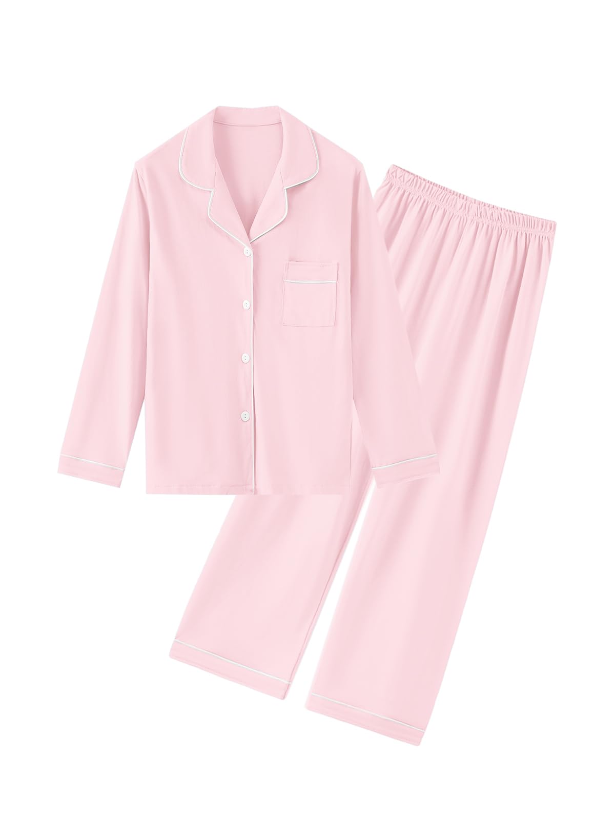 QZH.DUAO Girls Women Pajamas Set Cotton Long Sleeve Top Pjs 5Years-L
