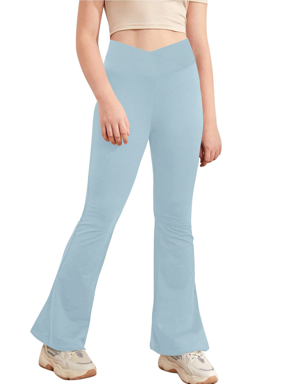 Esobo Girls Flare Leggings Kids High Waist Yoga Dance Pants Bell Bottoms