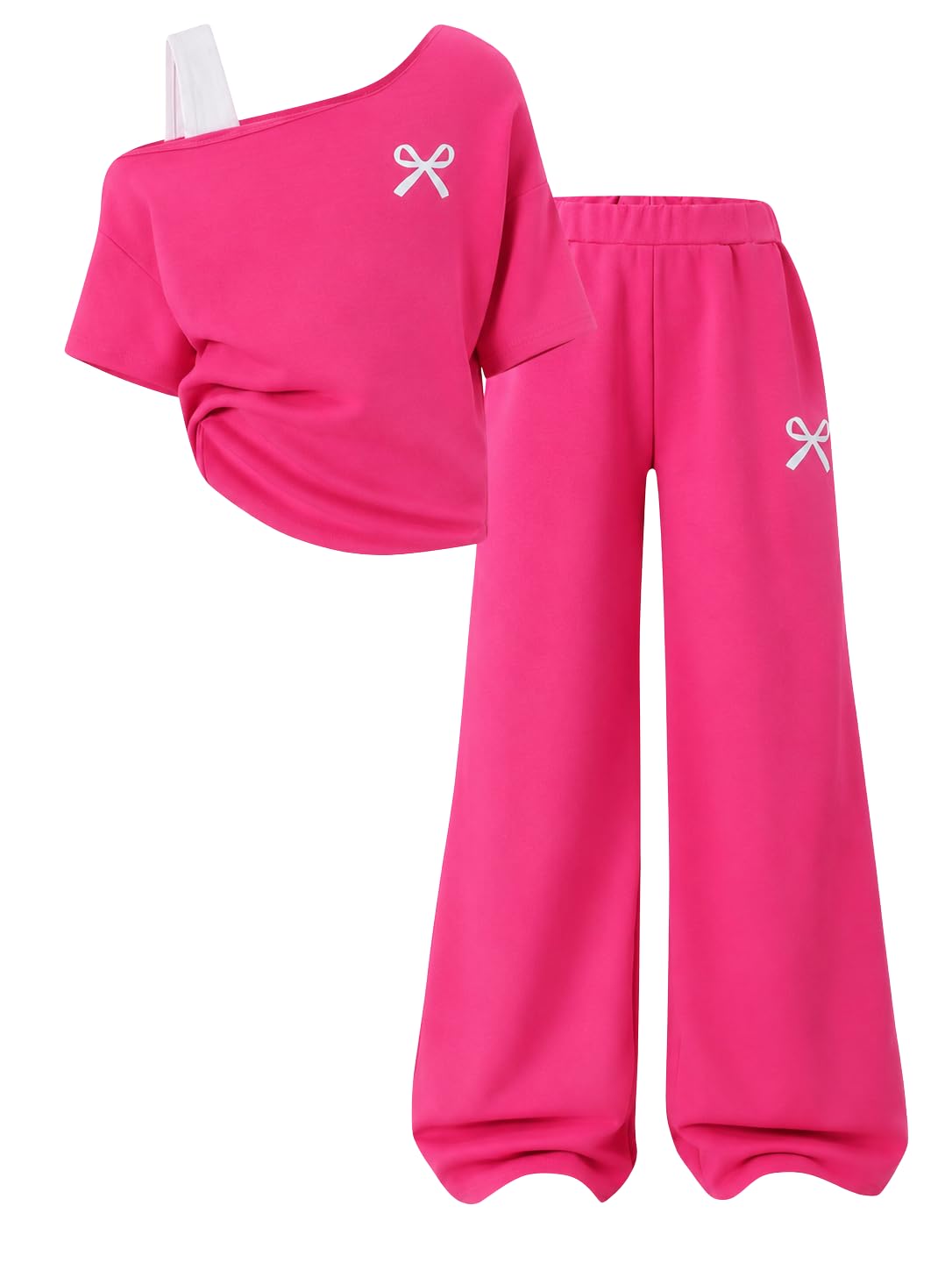 Teen Girls Clothes Off the Shoulder Top and Wide Leg Pants Matching Outfit Set with Pockets Size 7-16