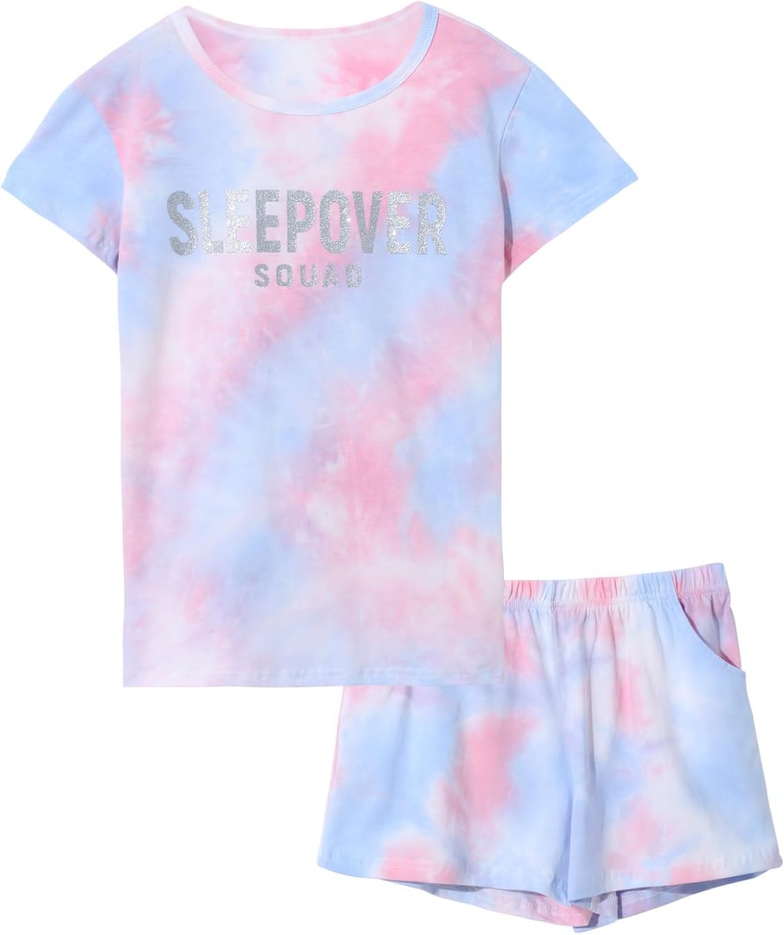 Beezizac Girls' Tie Dye Pajamas, 100% Cotton Sleepover Theme, Size 4T-18