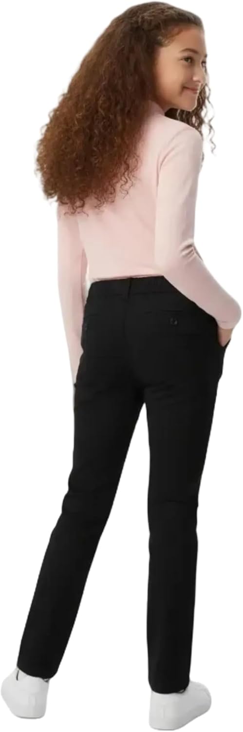 French Toast Girls' Pull-On Straight Fit Stretch Twill Pant