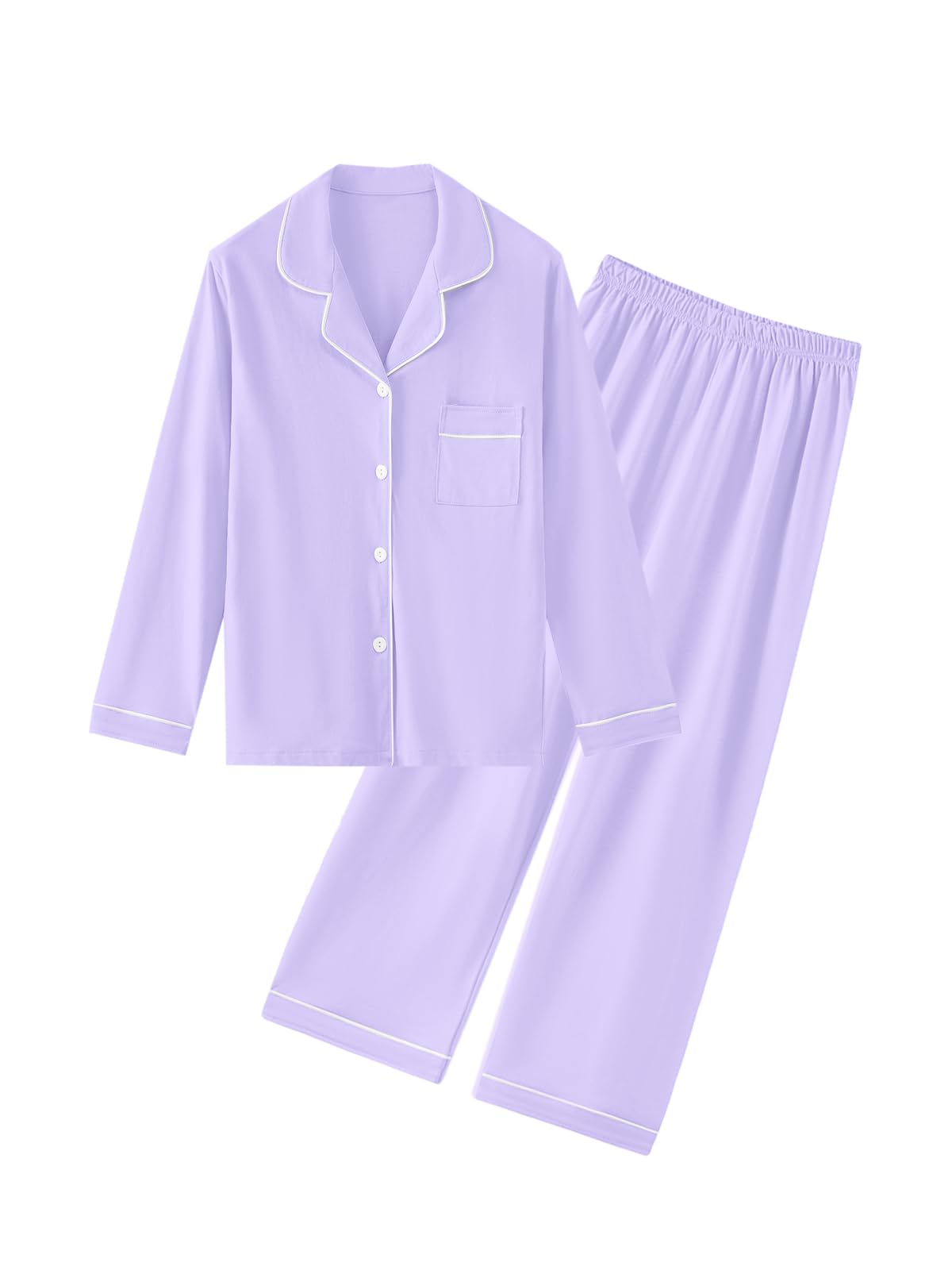 QZH.DUAO Girls Women Pajamas Set Cotton Long Sleeve Top Pjs 5Years-L