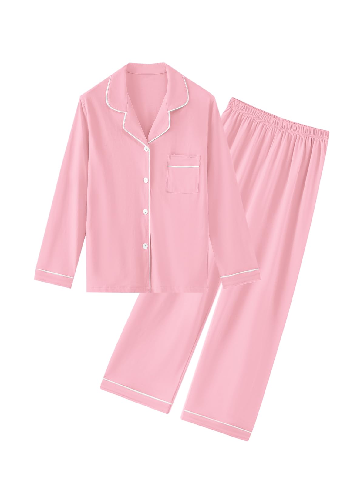 QZH.DUAO Girls Women Pajamas Set Cotton Long Sleeve Top Pjs 5Years-L