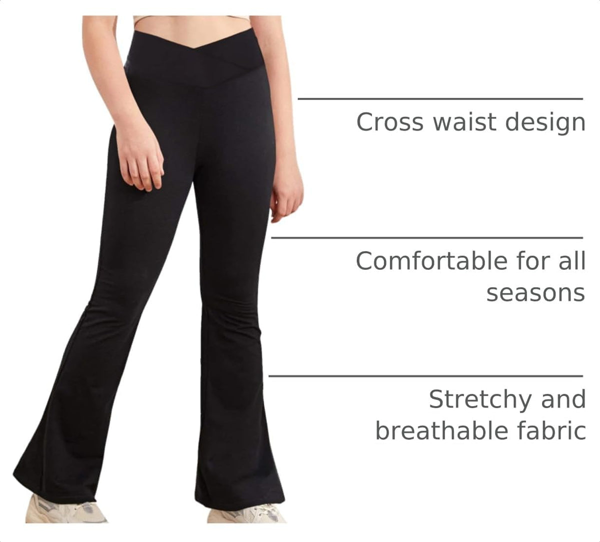Esobo Girls Flare Leggings Kids High Waist Yoga Dance Pants Bell Bottoms