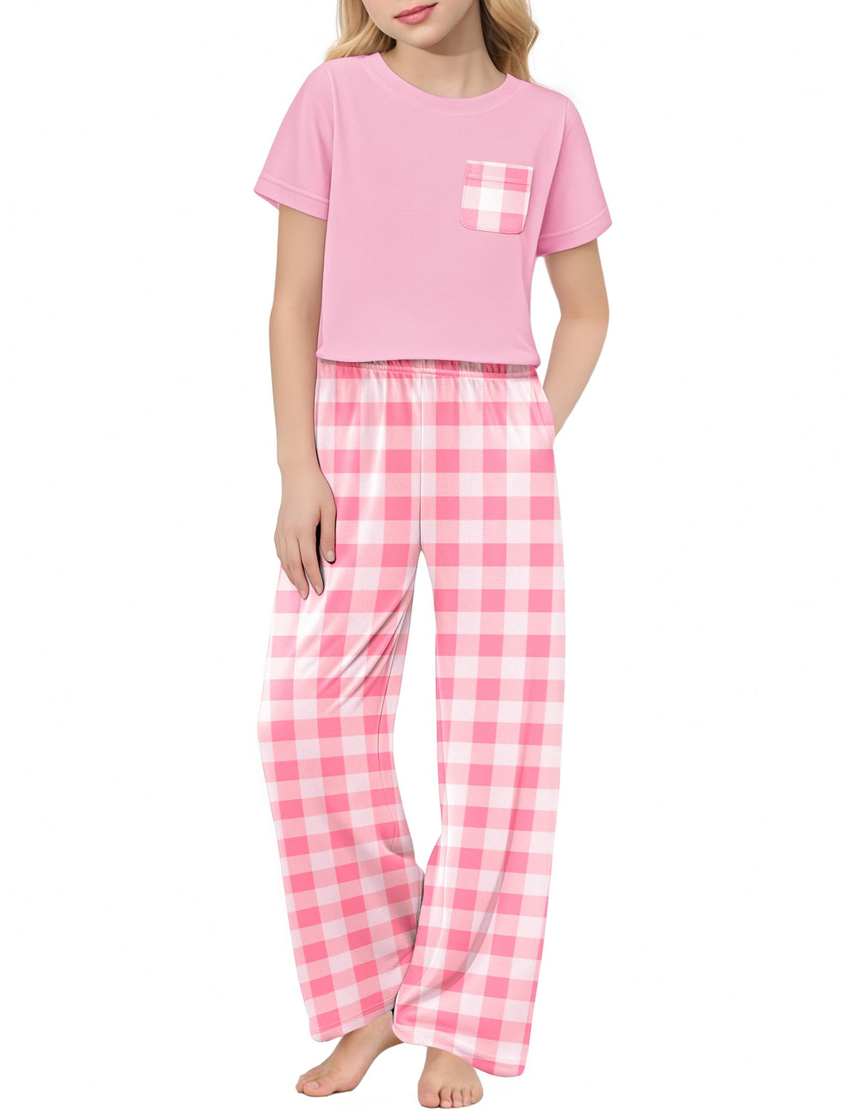 Arshiner Girls' Sleepwear Short Sleeve Long Pants Pajamas Sets Soft Pjs