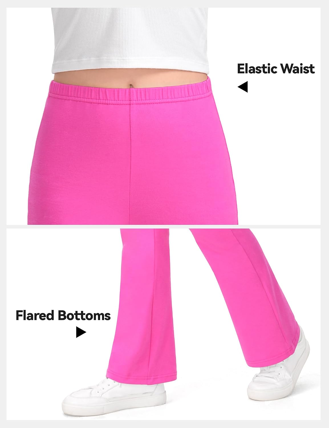 KEREDA 3 Pack School Uniform Pants for Girls Flare Bell Bottoms Leggings