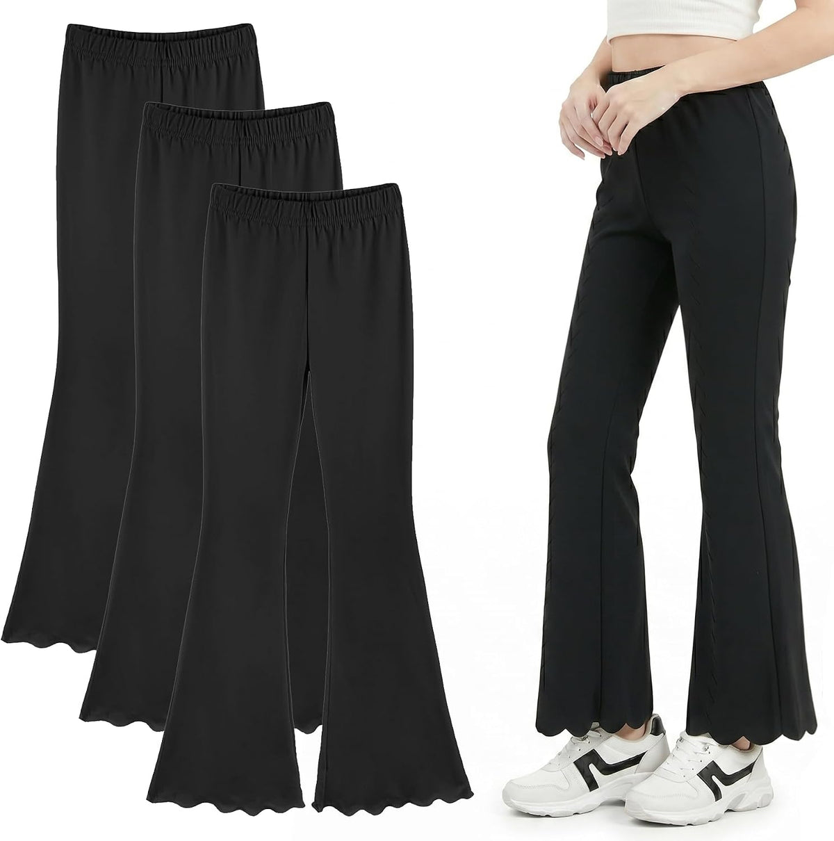 Flair Legging for Kids Teen Girls Mid Waisted Bell Bottom Yoga Pants School