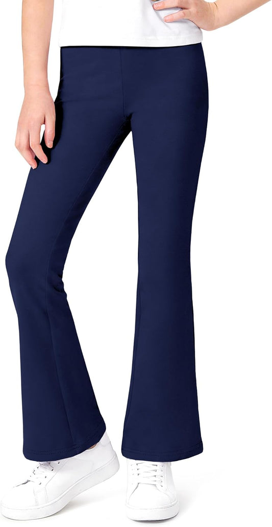 Auranso Girls Flare Leggings School Uniform Pants Kids Cotton Bell Bottoms