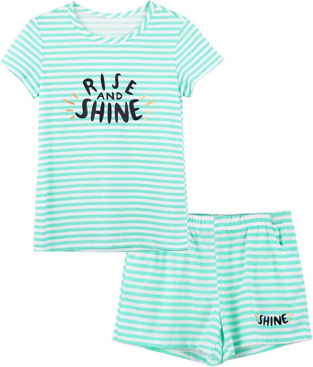 Cozchique Girls Striped Soft Short Sleeve & Shorts Pajama Set Sizes 4T-18