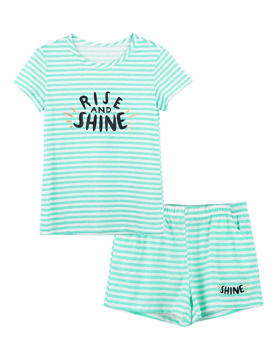 Cozchique Girls Striped Soft Short Sleeve & Shorts Pajama Set Sizes 4T-18