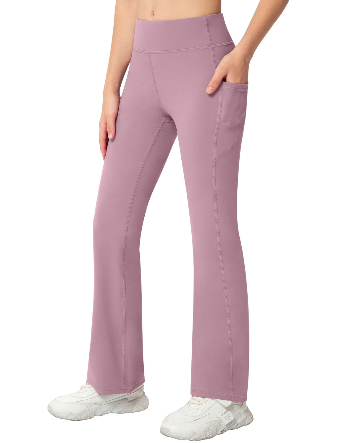 NORMOV Girls Flare Yoga Pants with Pockets,Bell Bottom Wide Leg Athletic Leggings for Teen Kids5-15 Years Old
