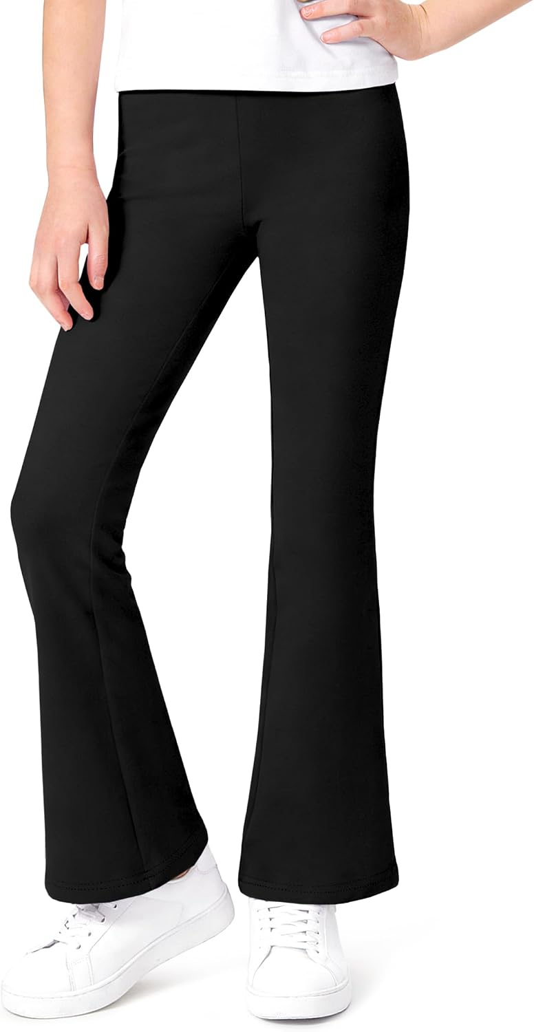 Auranso Girls Flare Leggings School Uniform Pants Kids Cotton Bell Bottoms