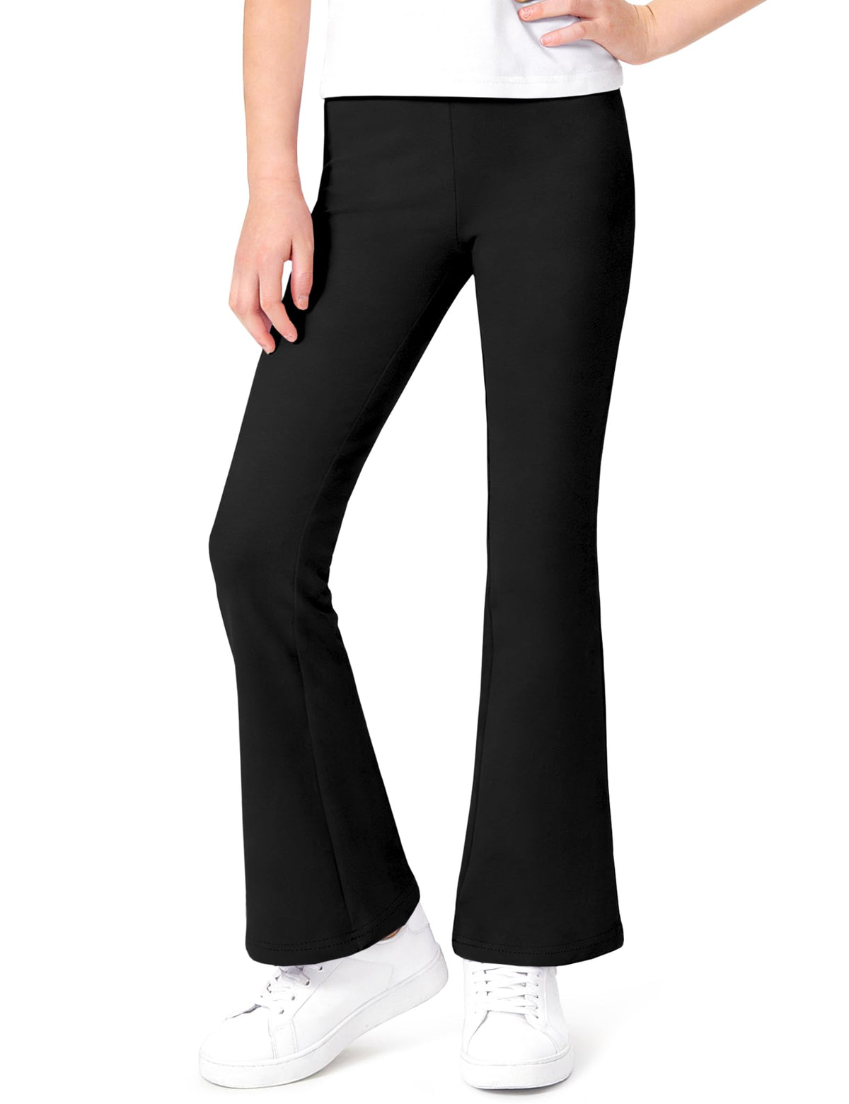 Auranso Girls Flare Leggings School Uniform Pants Kids Cotton Bell Bottoms