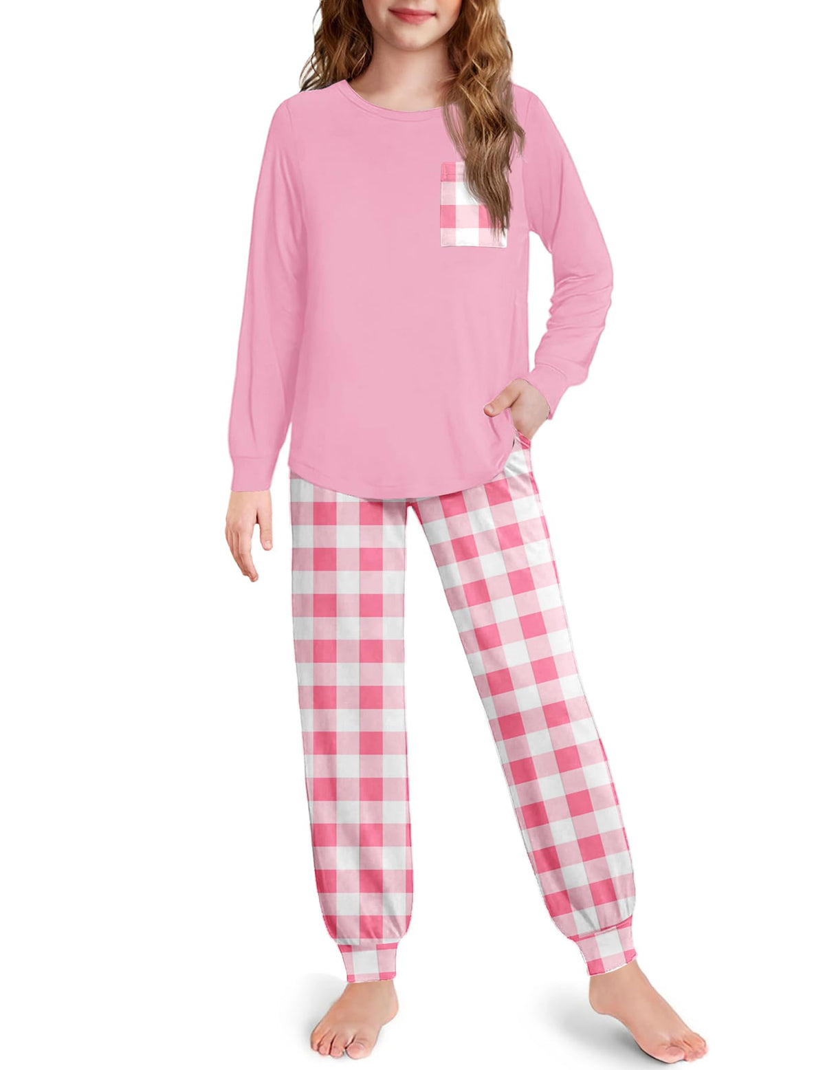 Arshiner Pajamas for Girls Long Sleeve Pjs Set Soft Ankle Cuff Sleepwear