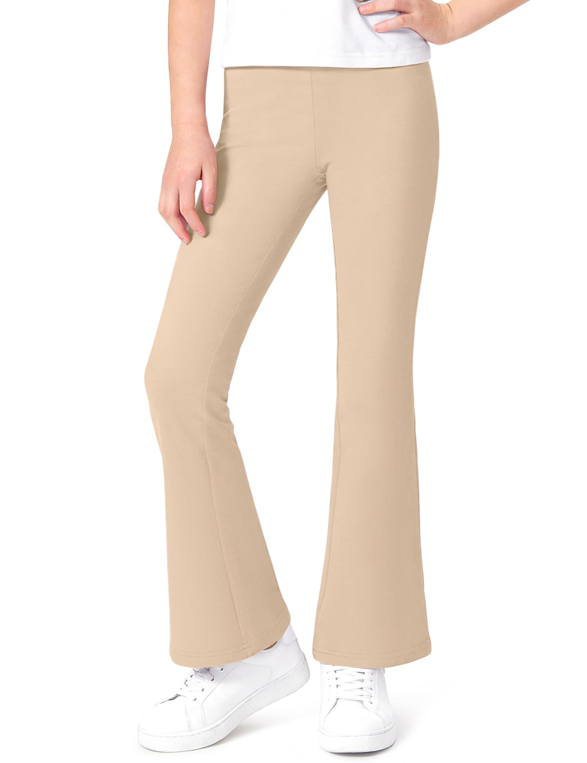Auranso Girls Flare Leggings School Uniform Pants Kids Cotton Bell Bottoms