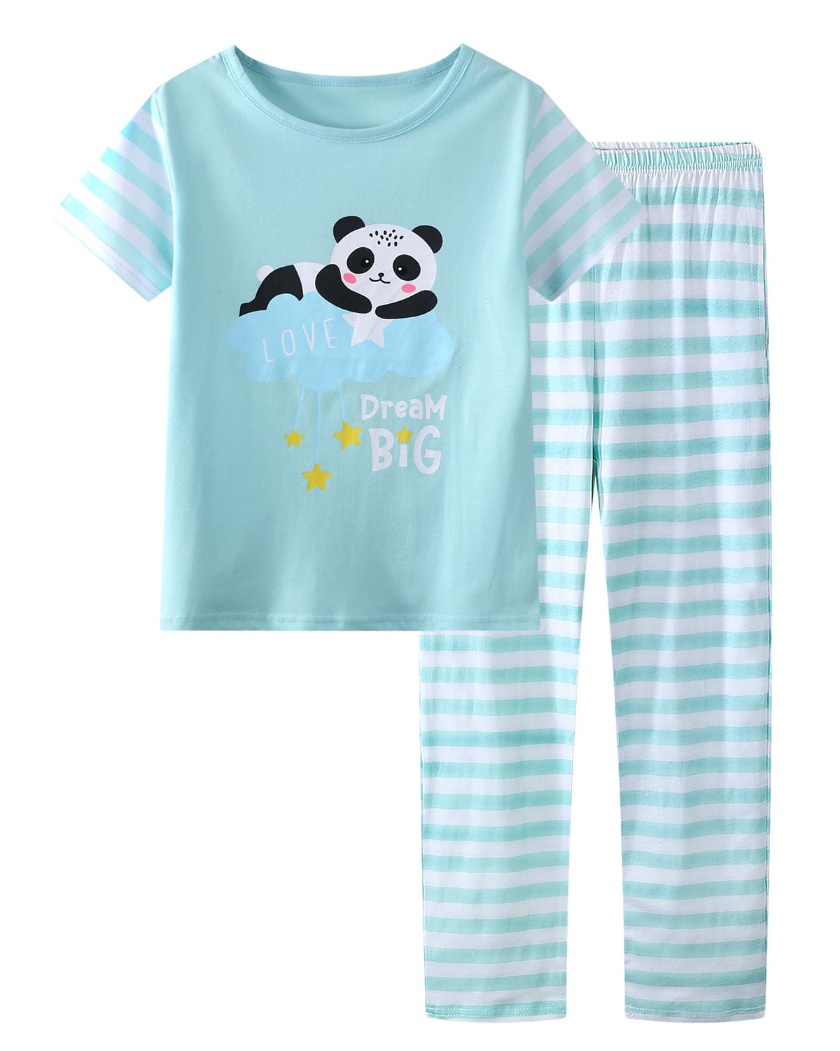 Big Girls Pajamas Lovely 2PCS Soft Cartoon Short Sleeve with Pants Sleepwear Teens PJS Clothes Size 6-16