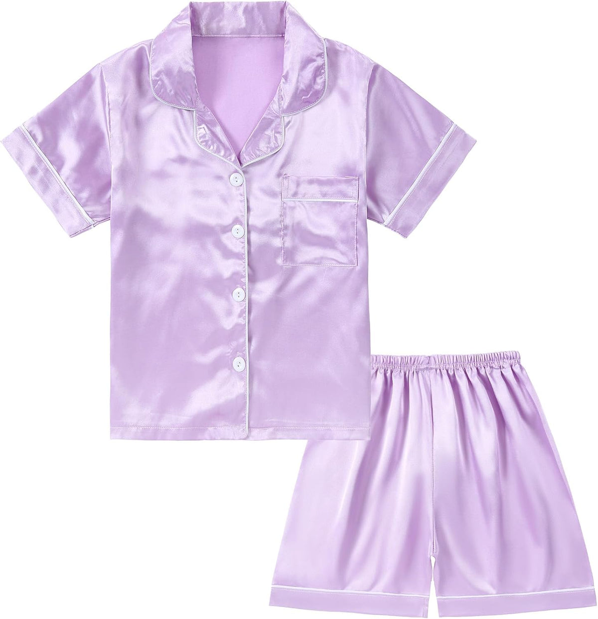 DIPUG Girls Pajamas Satin Pjs Short Sleeve Sleepover Party Gift