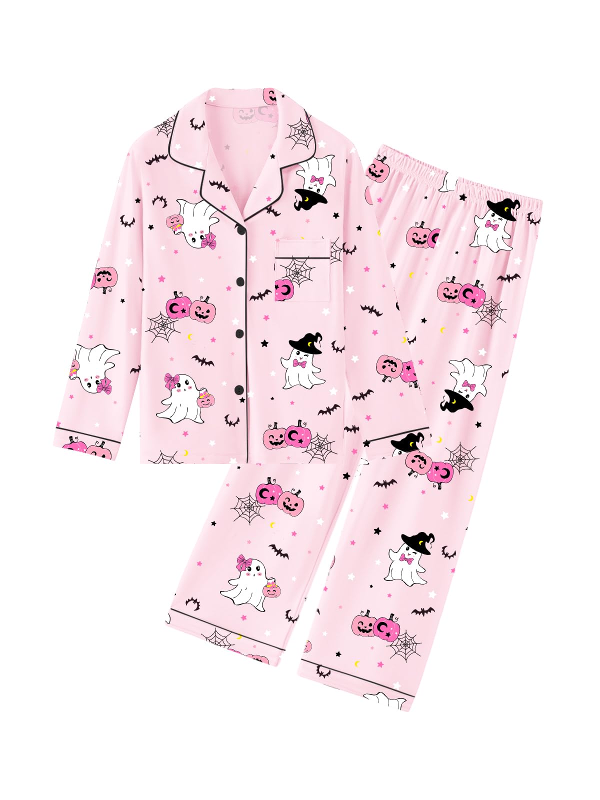 QZH.DUAO Girls Women Pajamas Set Cotton Long Sleeve Top Pjs 5Years-L