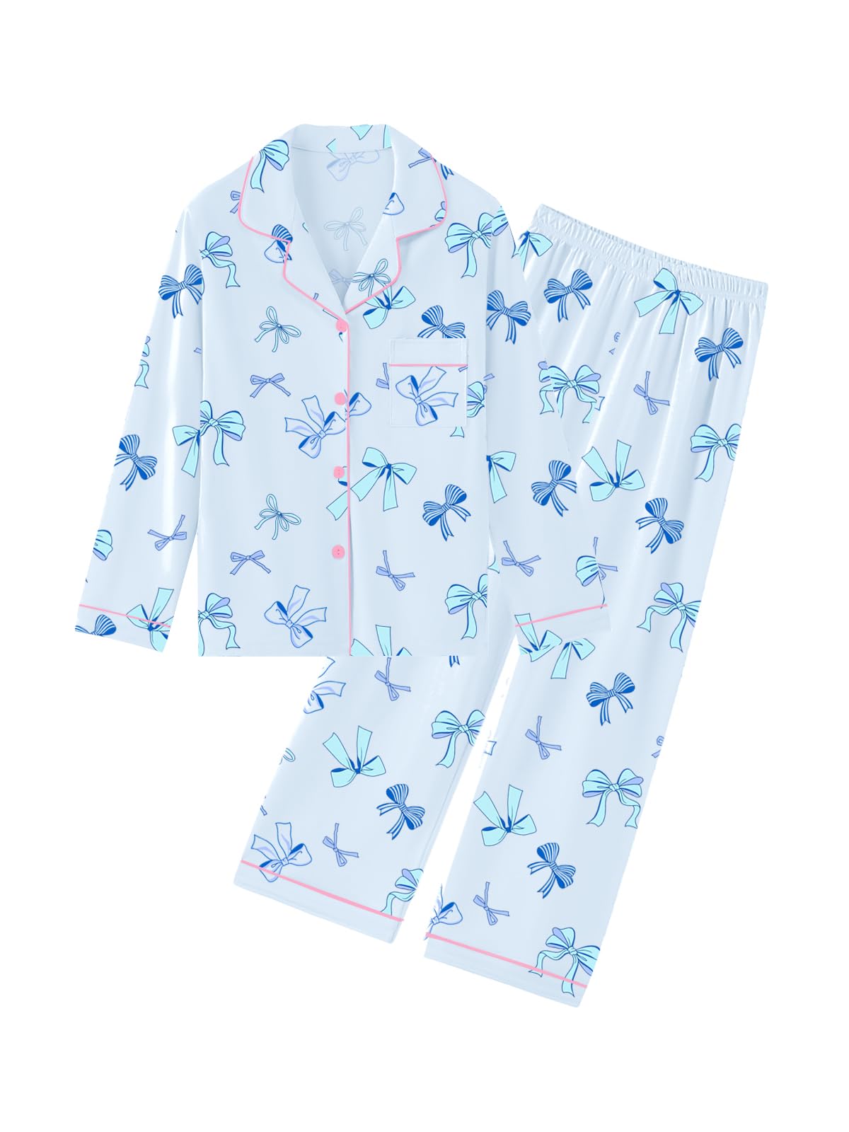 QZH.DUAO Girls Women Pajamas Set Cotton Long Sleeve Top Pjs 5Years-L
