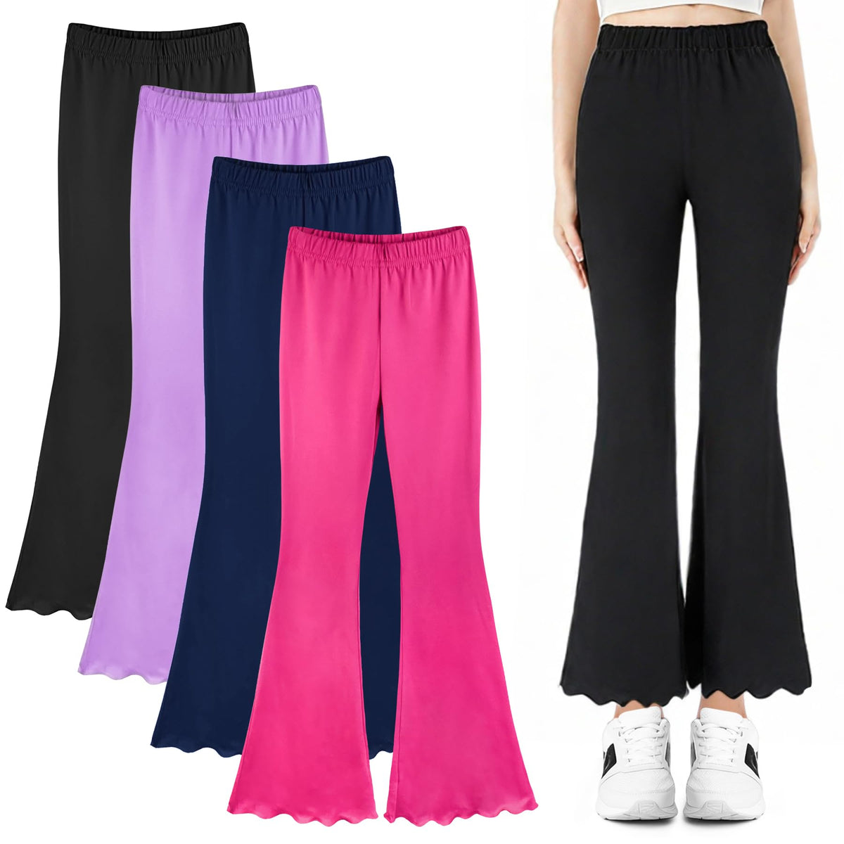 3 Pcs Girls Flare Leggings Mid Waisted Bell Bottom Yoga Pants