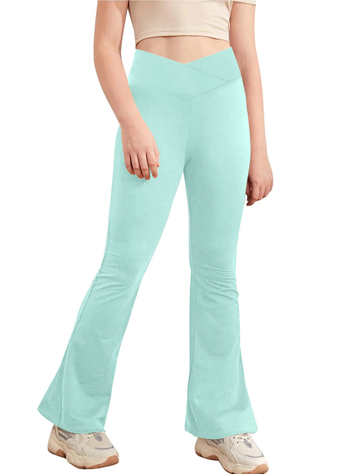 Esobo Girls Flare Leggings Kids High Waist Yoga Dance Pants Bell Bottoms