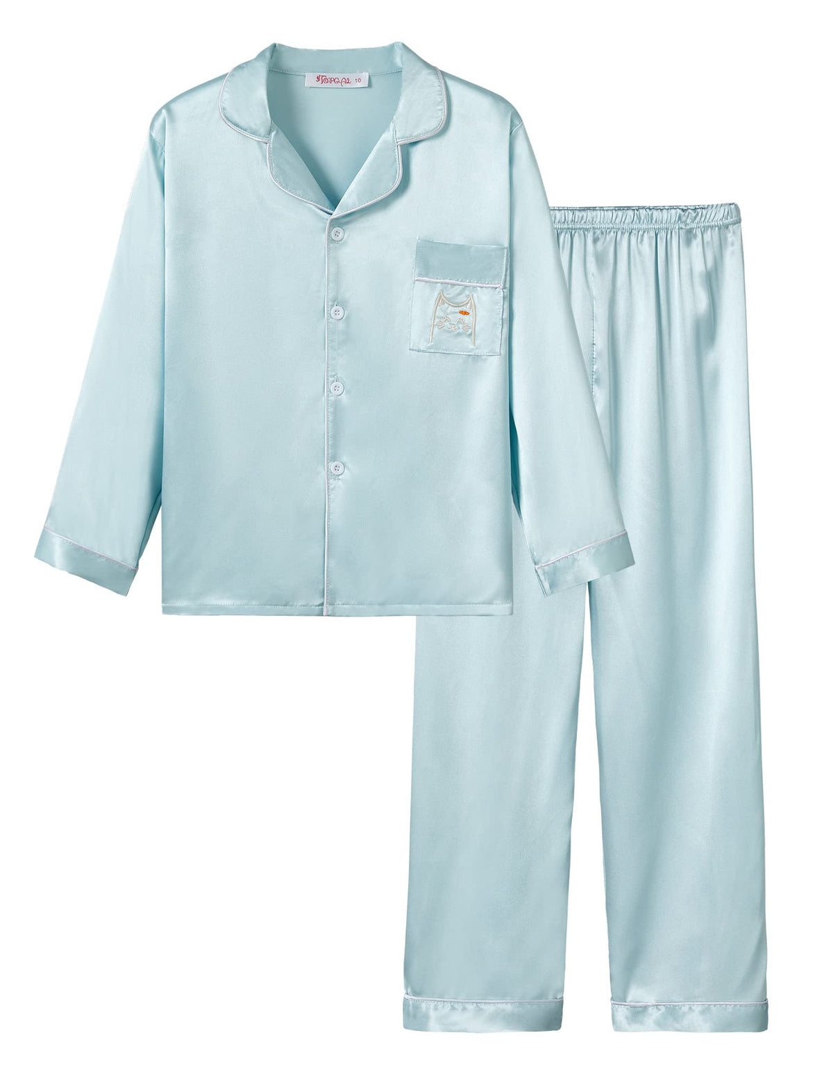 Topgal Girls Pajama Set, Coat Style Button Front, Size 6-16