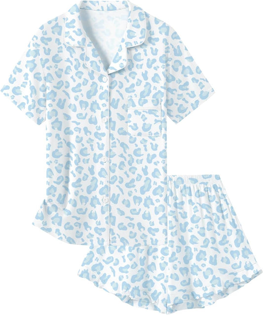 Schbbbta Girls Pajamas Set 2 Piece Button Down Pjs Soft Ruffle Sleepwear Loungewear