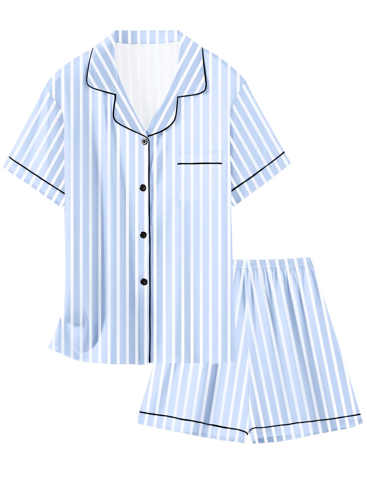 Girls & Womens Satin Pajamas Set, Silk Button-Down Sleepwear 2 Piece Nightwear, 3 Years - Women XXL