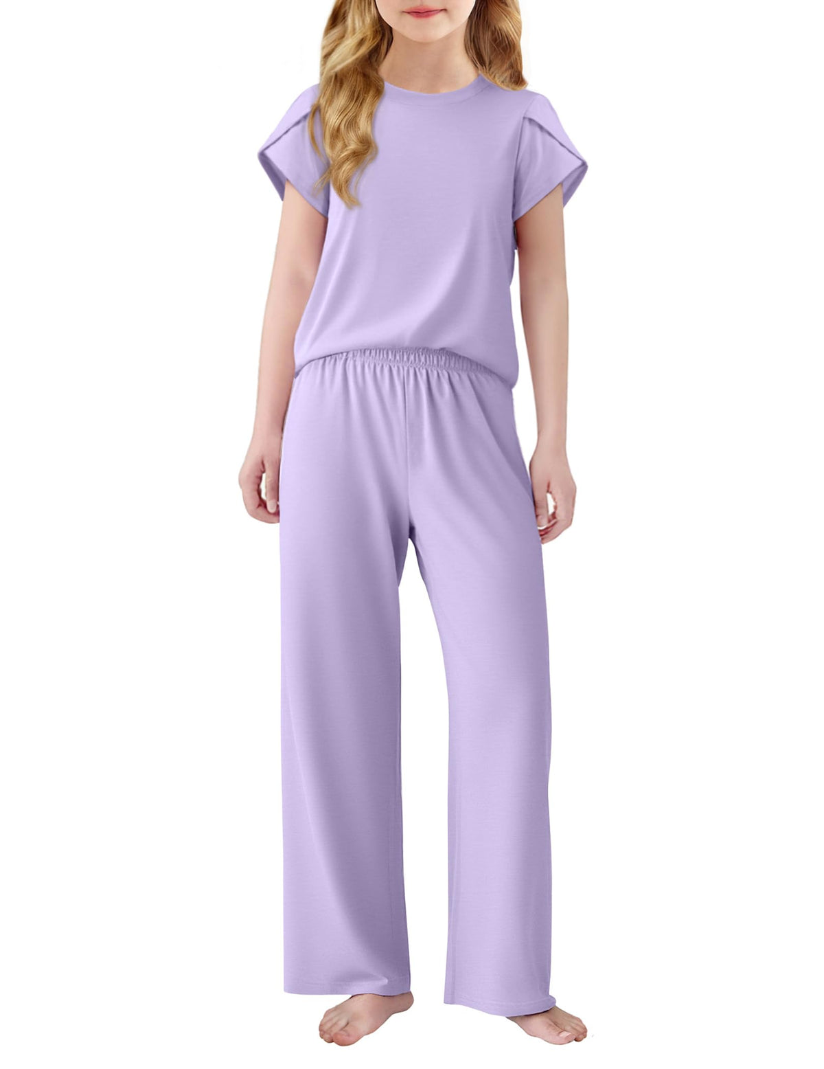 Arshiner Pajamas for Girls Short Sleeve Long Pants Pjs Cute Soft Lounge
