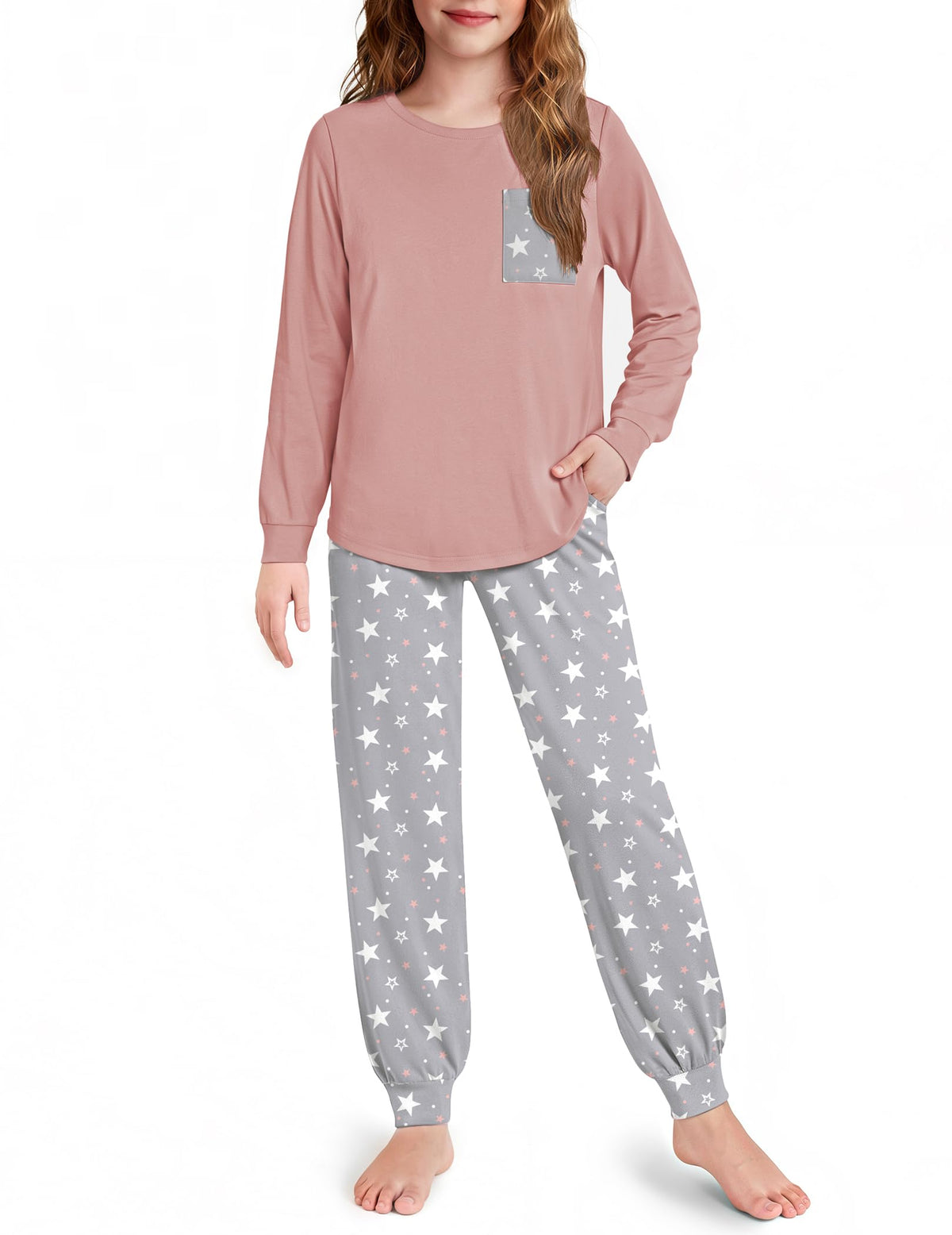 Arshiner Pajamas for Girls Long Sleeve Pjs Set Soft Ankle Cuff Sleepwear