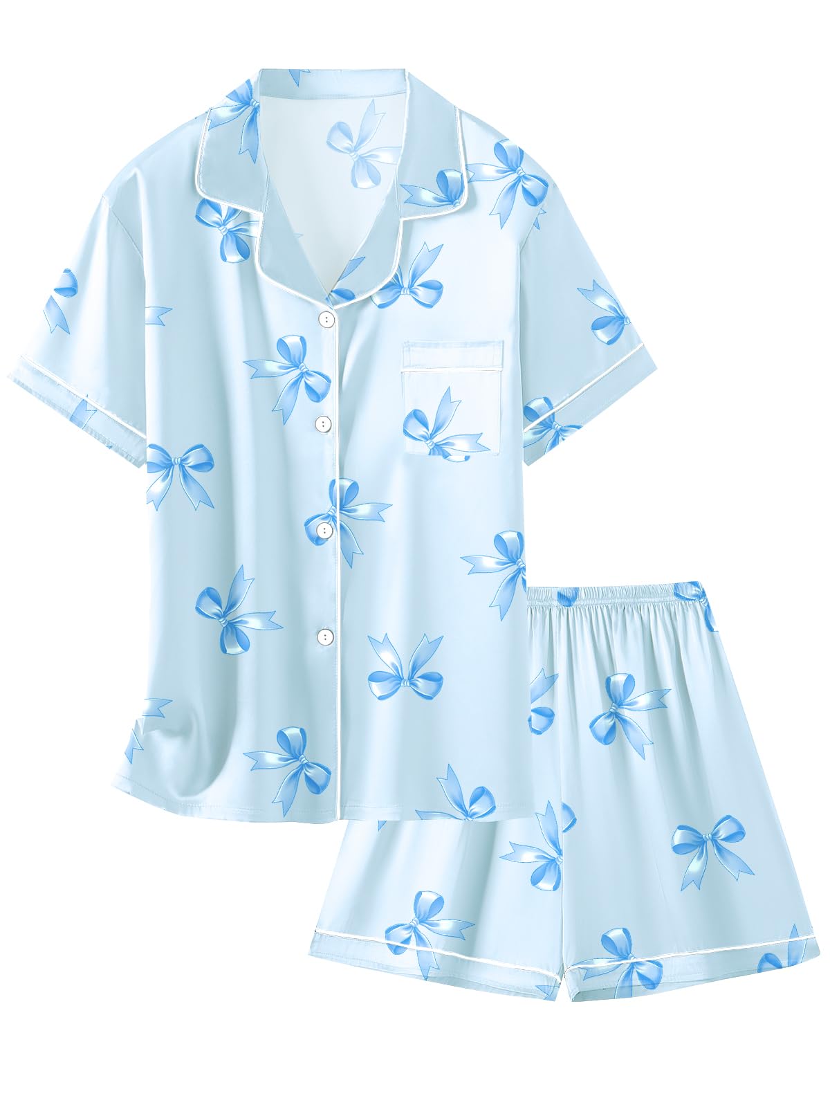 Girls & Womens Satin Pajamas Set, Silk Button-Down Sleepwear 2 Piece Nightwear, 3 Years - Women XXL
