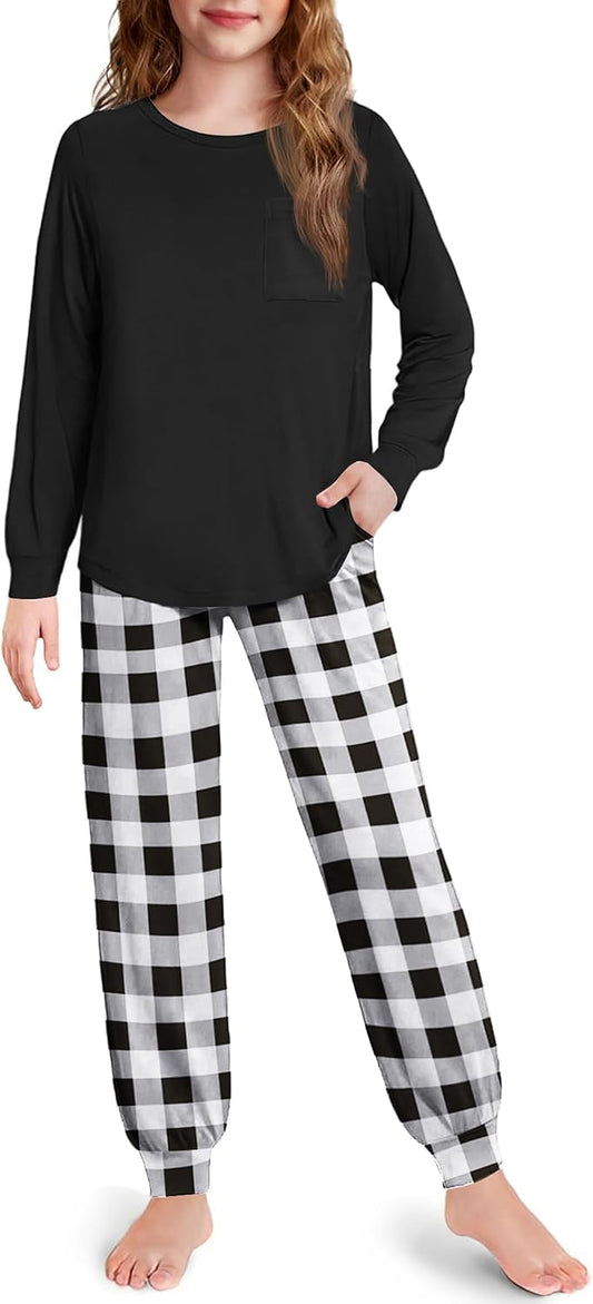 Arshiner Pajamas for Girls Long Sleeve Pjs Set Soft Ankle Cuff Sleepwear