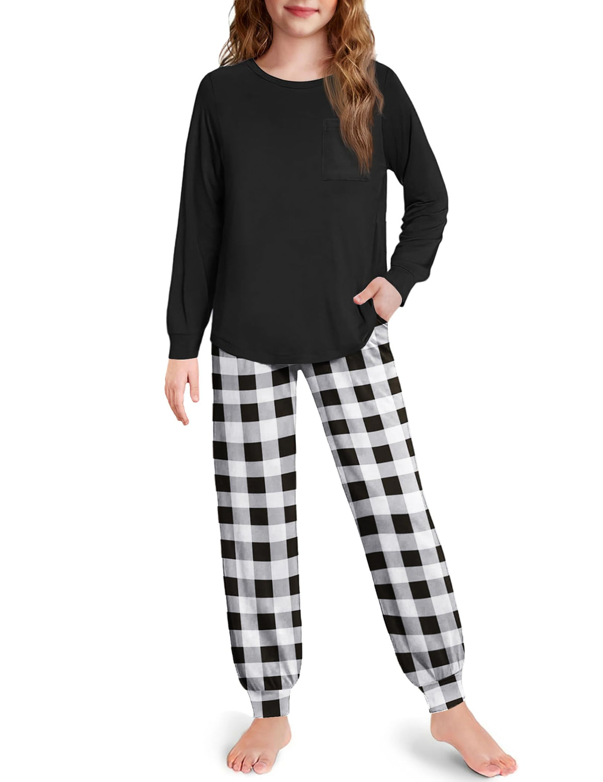 Arshiner Pajamas for Girls Long Sleeve Pjs Set Soft Ankle Cuff Sleepwear
