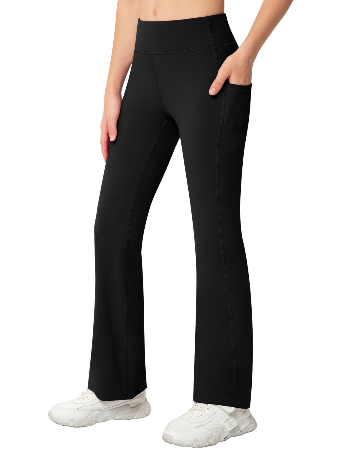 NORMOV Girls Flare Yoga Pants with Pockets,Bell Bottom Wide Leg Athletic Leggings for Teen Kids5-15 Years Old