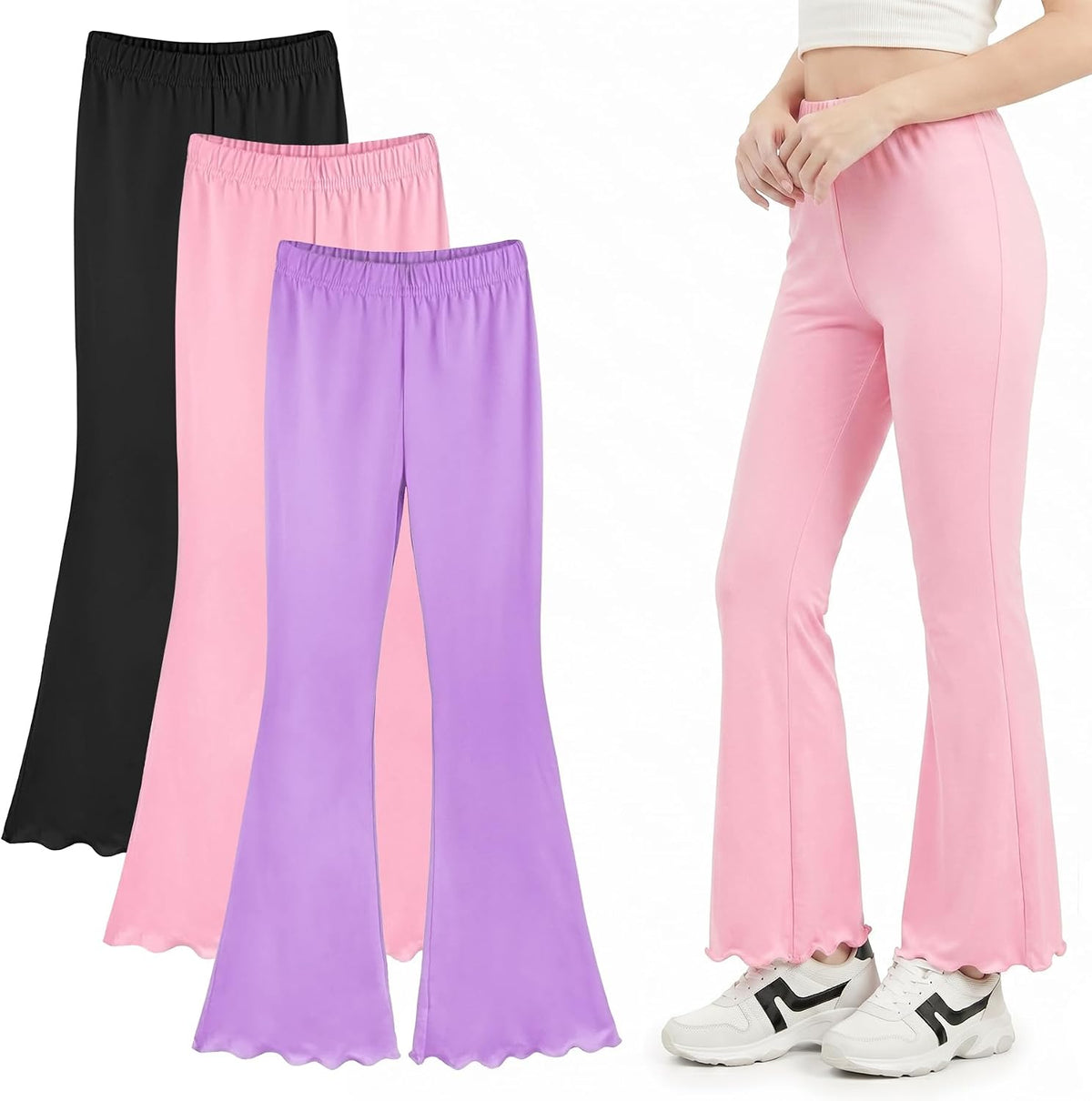 Flair Legging for Kids Teen Girls Mid Waisted Bell Bottom Yoga Pants School