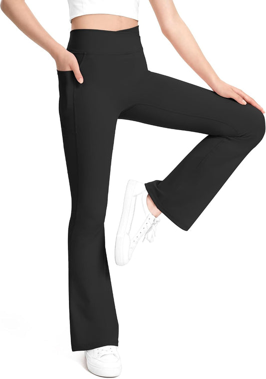KEREDA Girls Flare Leggings High Waist Bell Bottoms for Kids Yoga Pants