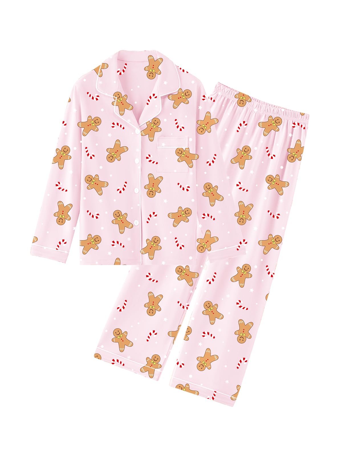 QZH.DUAO Girls Women Pajamas Set Cotton Long Sleeve Top Pjs 5Years-L