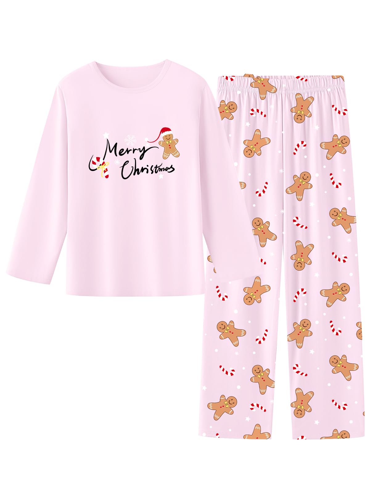 Umeyda 2-Piece Pajama Set for Girls, 100% Cotton Cartoon Pattern Sleepwear Pjs Set Size 5-14